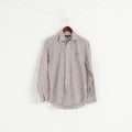 James Pringle Men S Casual Shirt Beige Check Cotton Long Sleeve Pocket Top