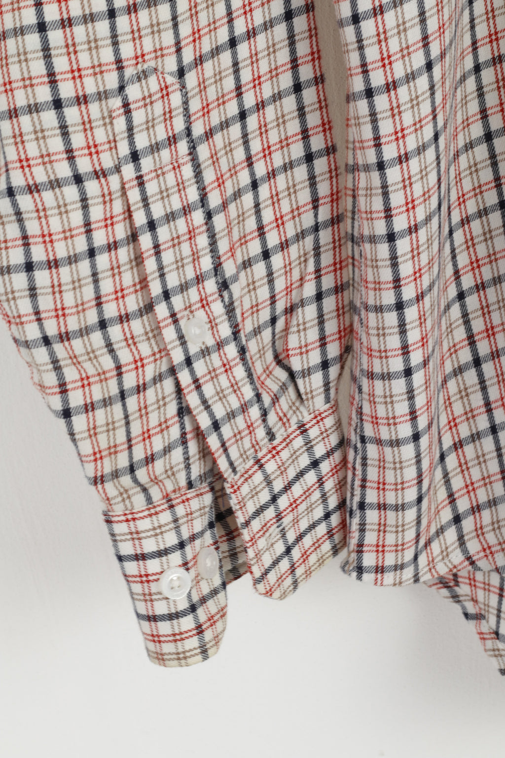 James Pringle Men S Casual Shirt Beige Check Cotton Long Sleeve Pocket Top