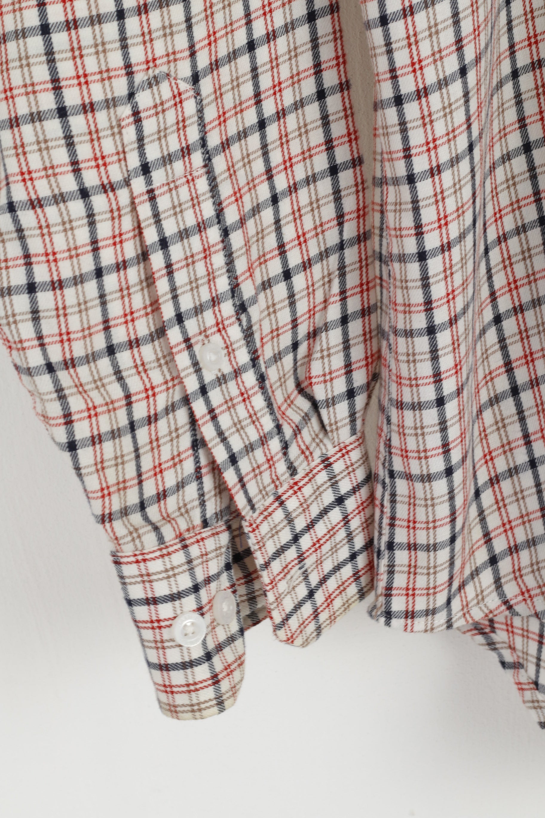 James Pringle Men S Casual Shirt Beige Check Cotton Long Sleeve Pocket Top