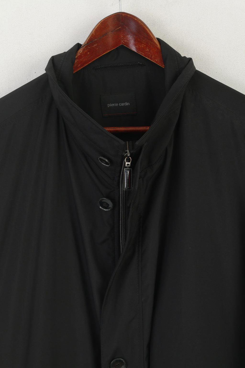 Pierre Cardin Uomo 56 XL Giacca lunga nera leggera con cerniera completa Cappotto casual classico