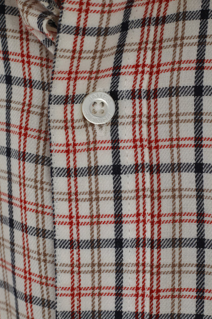 James Pringle Men S Casual Shirt Beige Check Cotton Long Sleeve Pocket Top