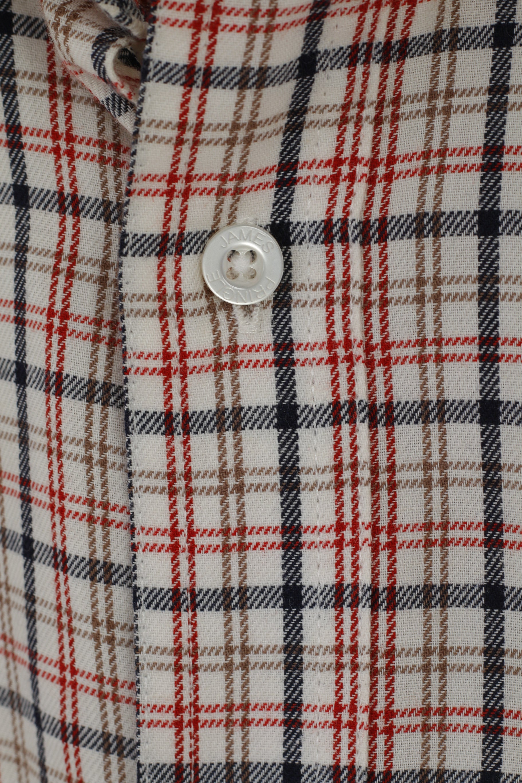 James Pringle Men S Casual Shirt Beige Check Cotton Long Sleeve Pocket Top