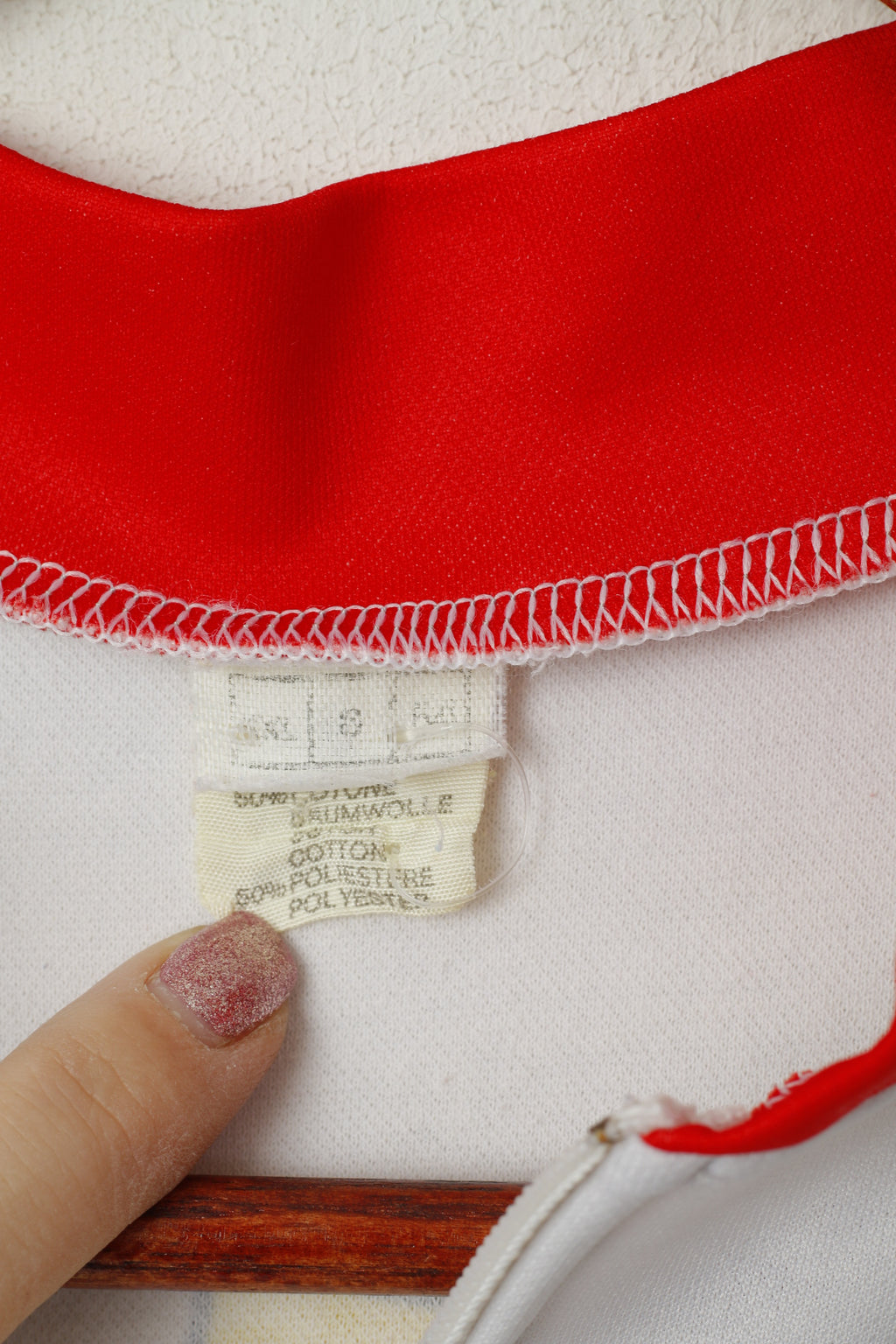 One And 2 Hommes 54 XL Chemise de Cyclisme Blanc Vintage Made in Italy Col Zippé Haut de Vélo