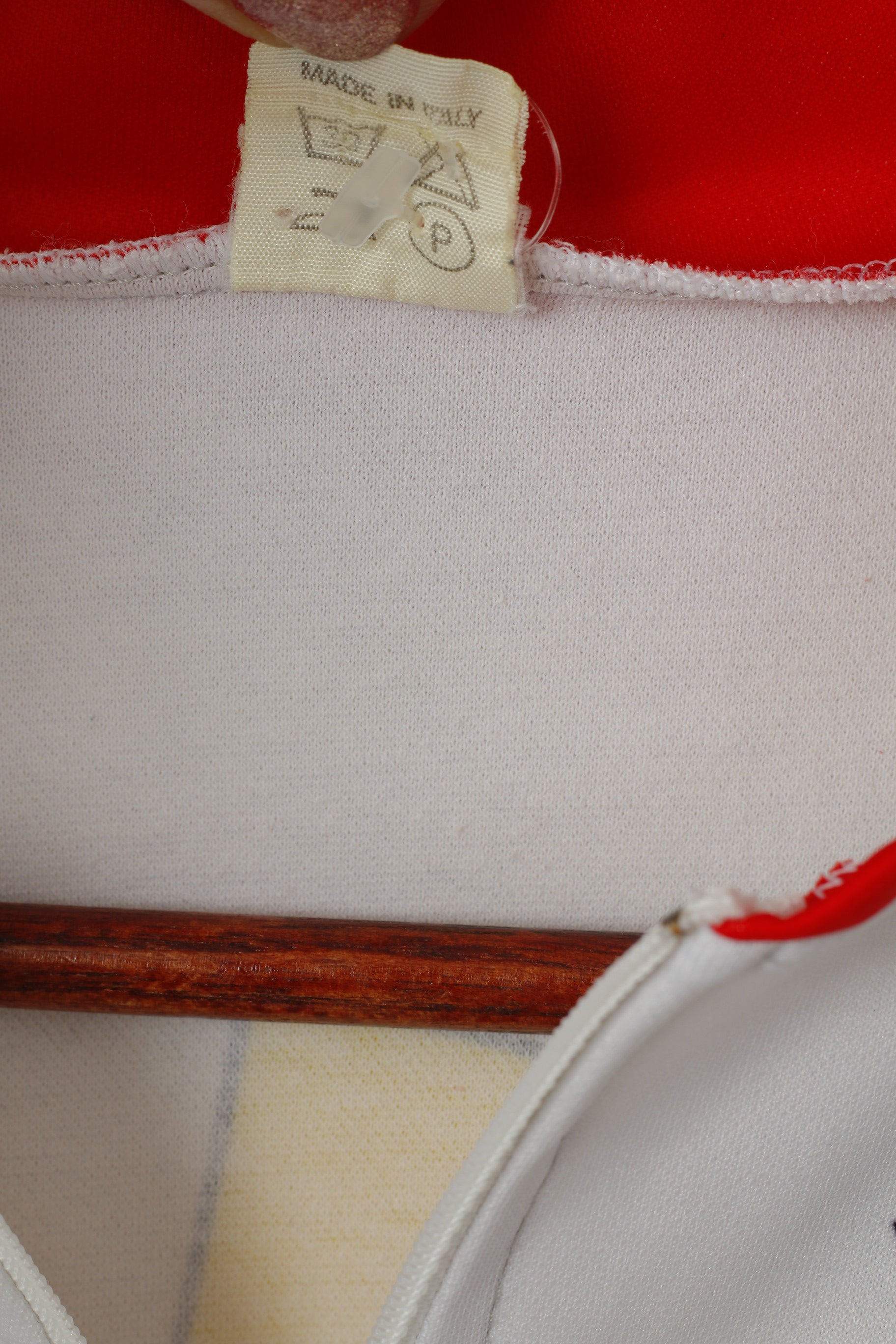 One And 2 Hommes 54 XL Chemise de Cyclisme Blanc Vintage Made in Italy Col Zippé Haut de Vélo