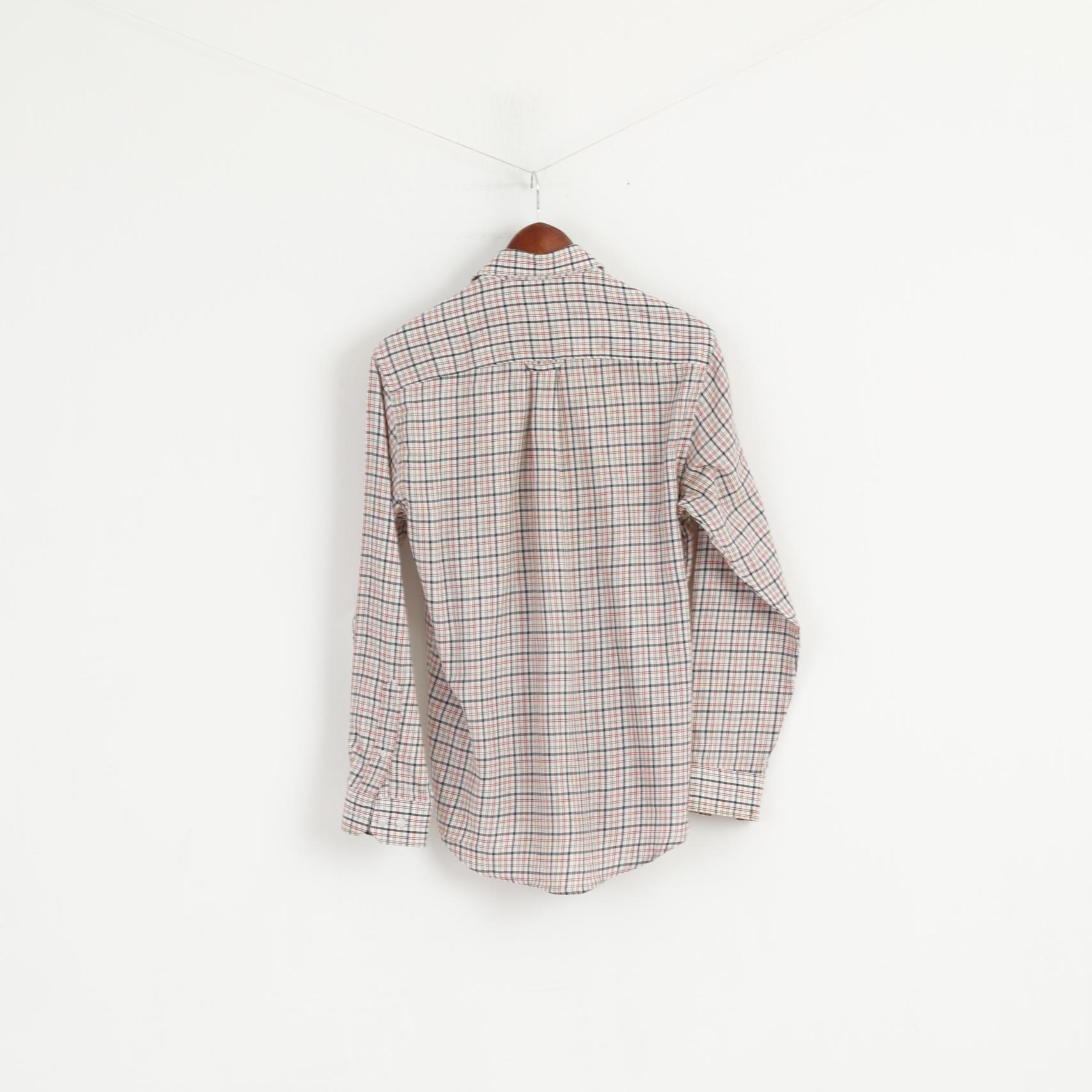 James Pringle Men S Casual Shirt Beige Check Cotton Long Sleeve Pocket Top