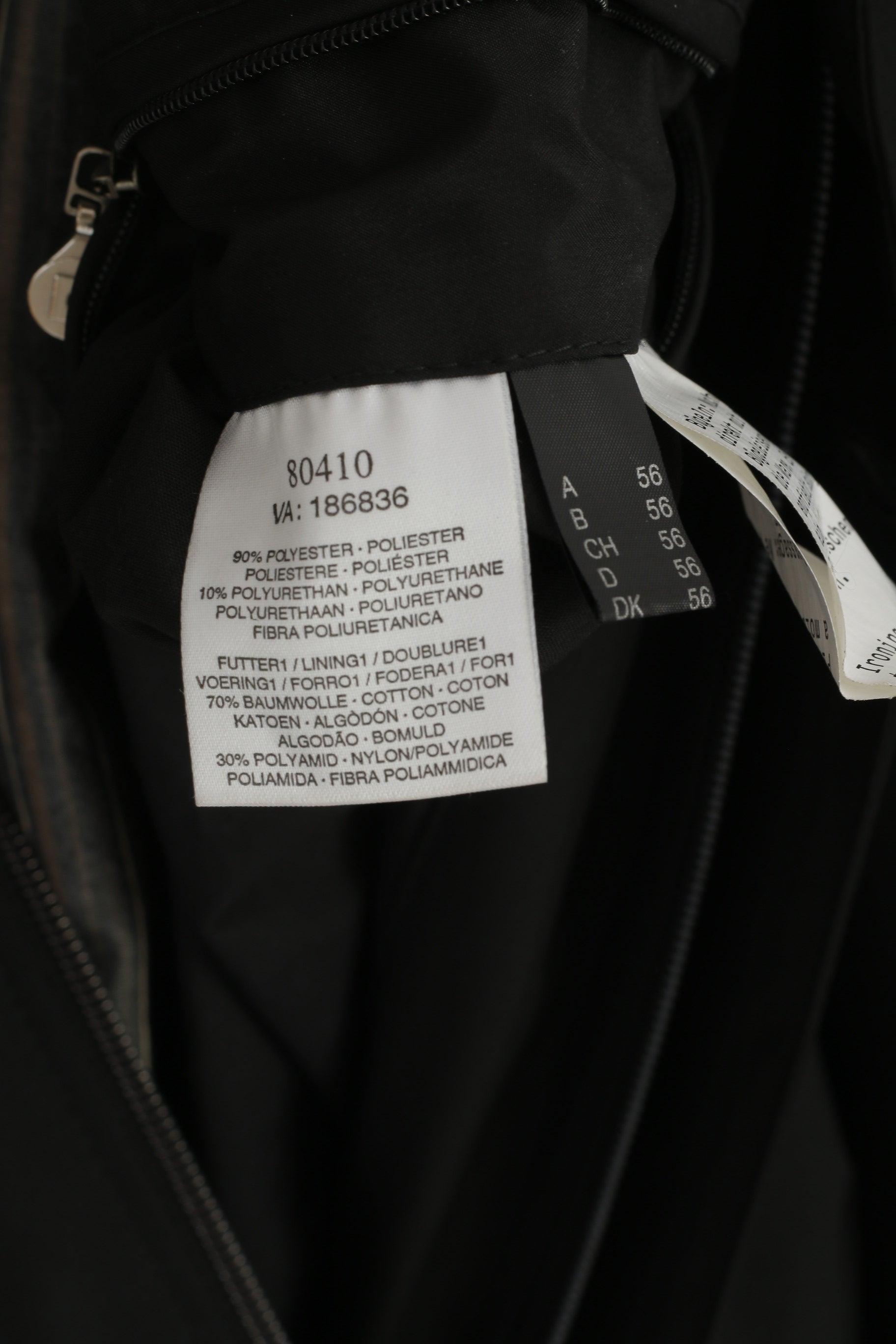 Pierre Cardin Uomo 56 XL Giacca lunga nera leggera con cerniera completa Cappotto casual classico