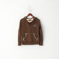 Musto Donna 10 S Felpa in cotone marrone con cappuccio con scollo a V e tasca a marsupio