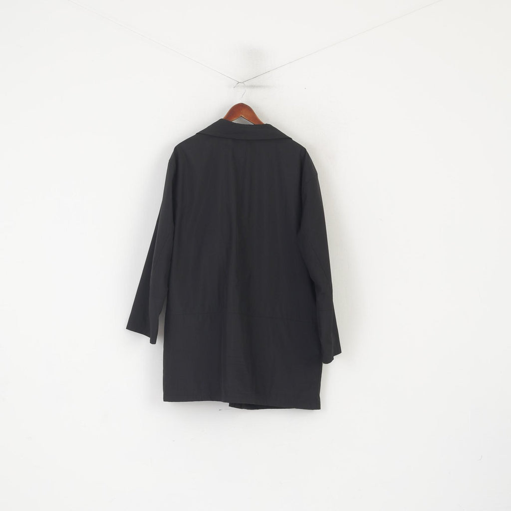 Pierre Cardin Uomo 56 XL Giacca lunga nera leggera con cerniera completa Cappotto casual classico