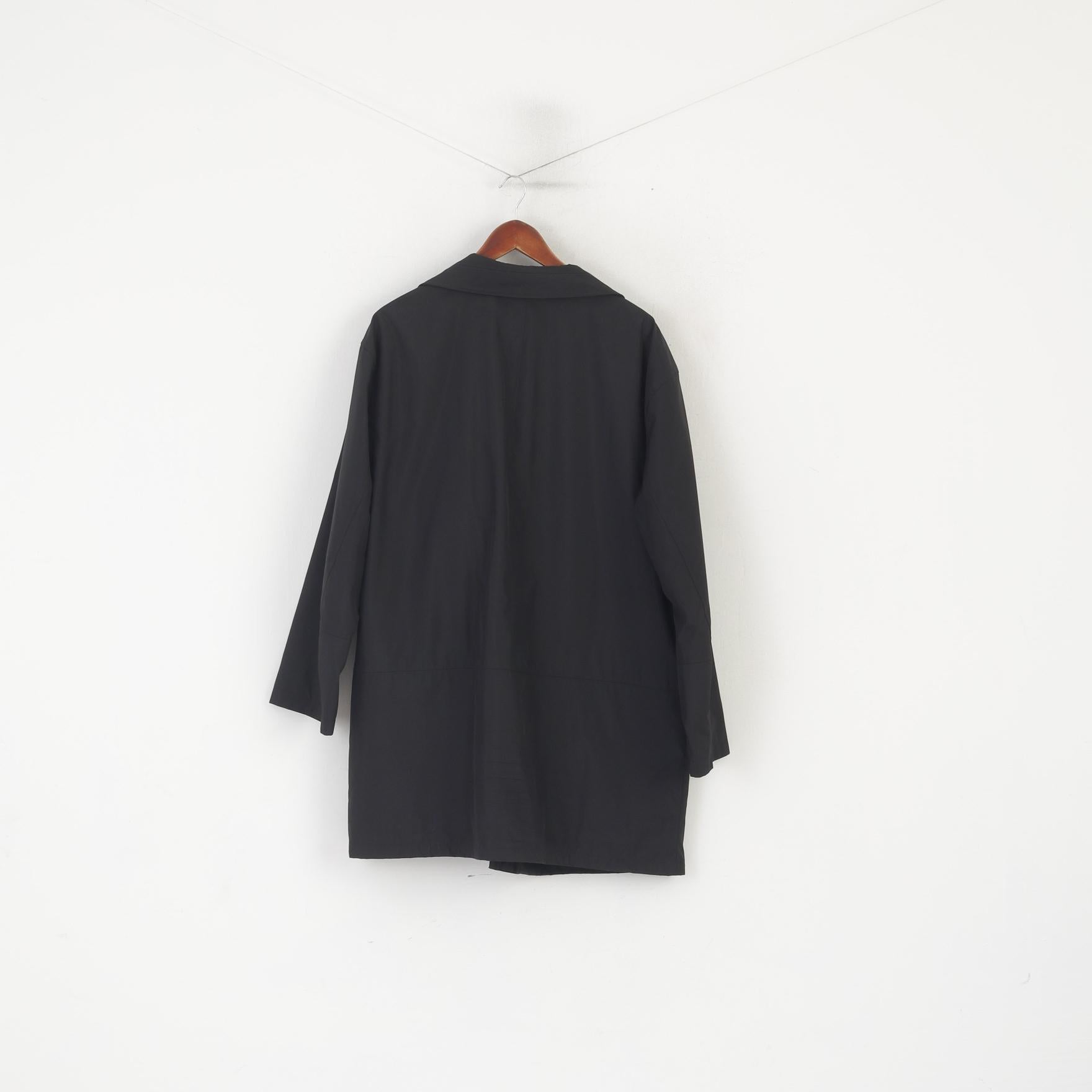 Pierre Cardin Uomo 56 XL Giacca lunga nera leggera con cerniera completa Cappotto casual classico