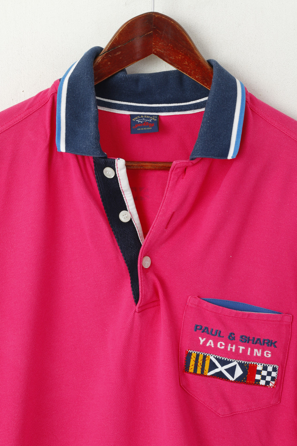 Paul & Shark Men 2XL Polo Shirt Pink Cotton Newport Sydney World Yachting Cup Top