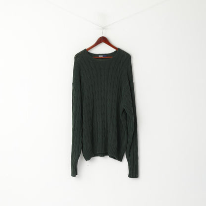 Polo by Ralph Lauren Men XXL Jumper Green Cable Knit Cotton Vintage Sweater