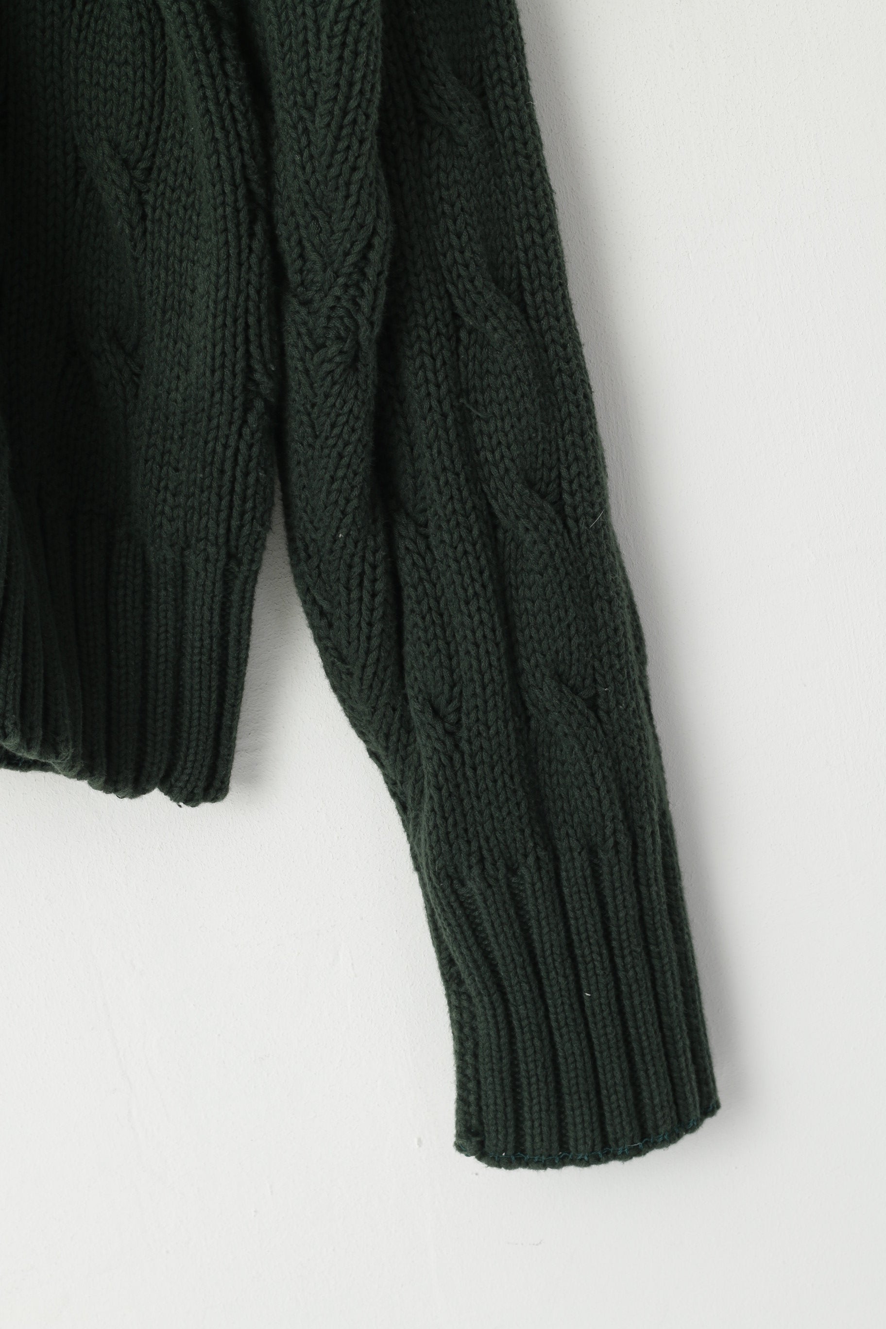 Polo di Ralph Lauren Uomo XXL Maglione verde a trecce in cotone lavorato a maglia maglione vintage