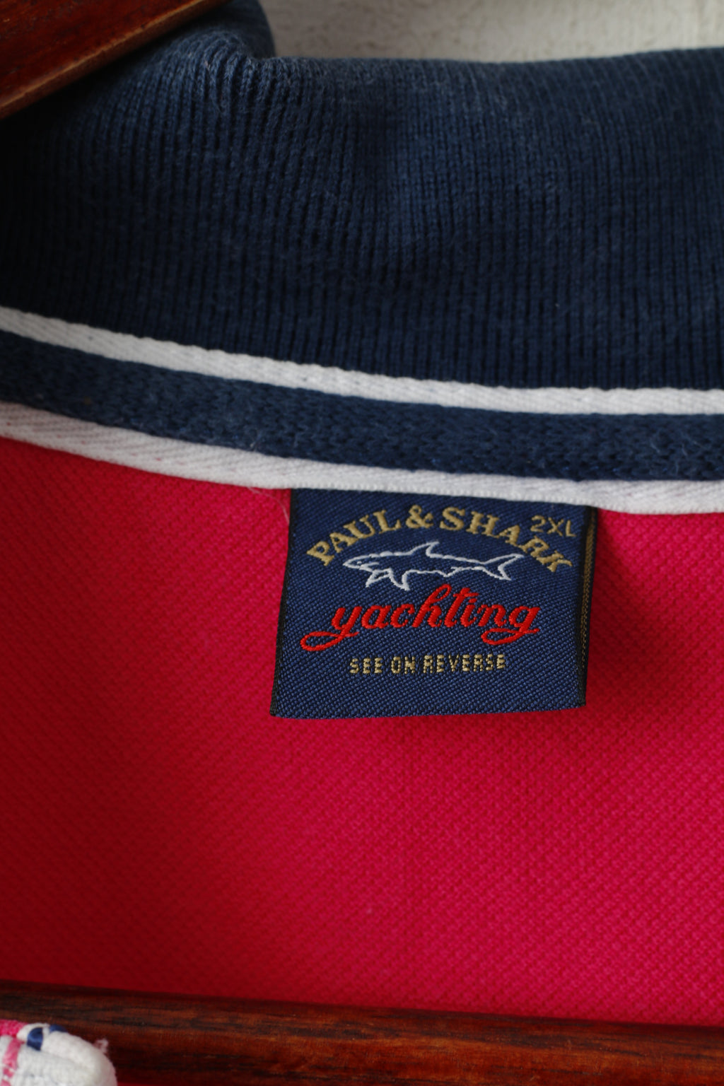 Paul & Shark Men 2XL Polo Shirt Pink Cotton Newport Sydney World Yachting Cup Top