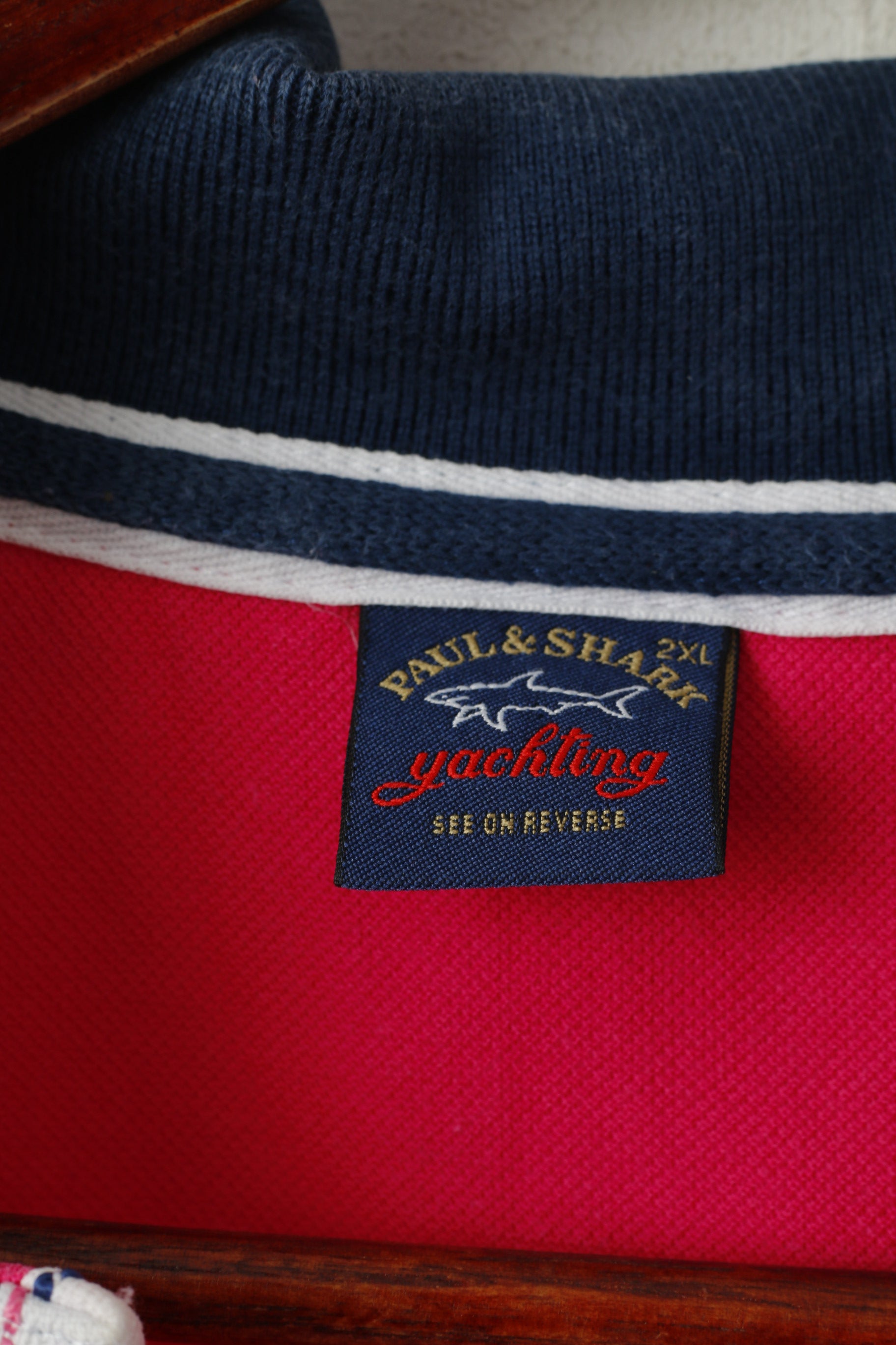Paul & Shark Men 2XL Polo Shirt Pink Cotton Newport Sydney World Yachting Cup Top