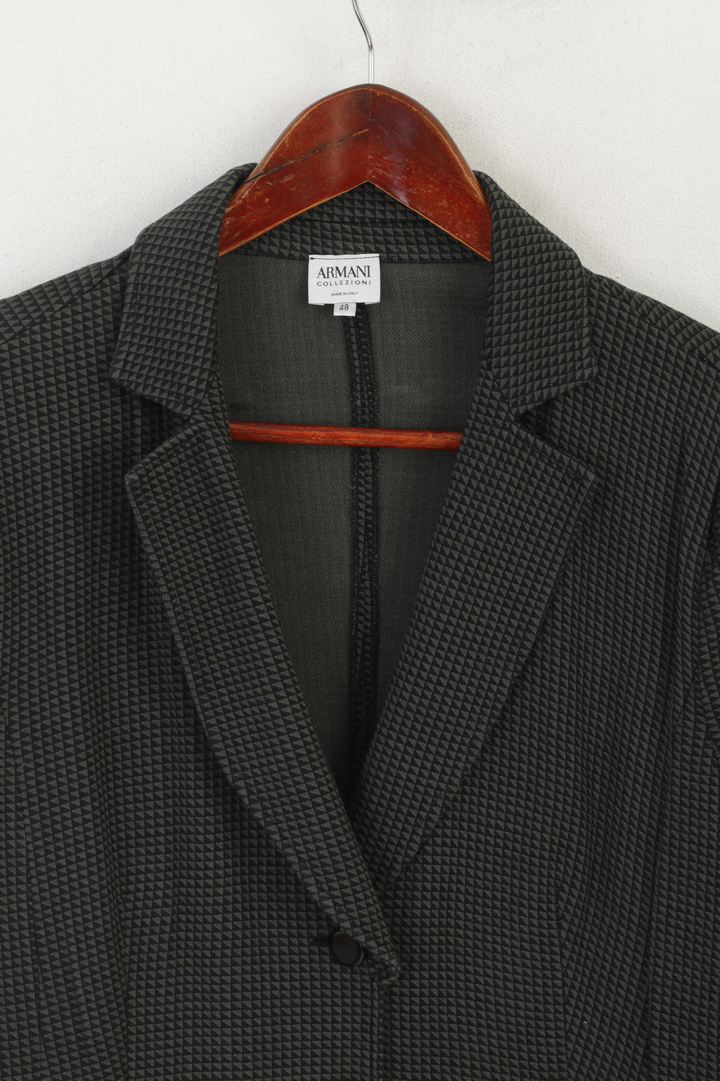 Armani Collezioni Giacca da donna 48 L Blazer verde con spalline corte in cotone e giacca italiana