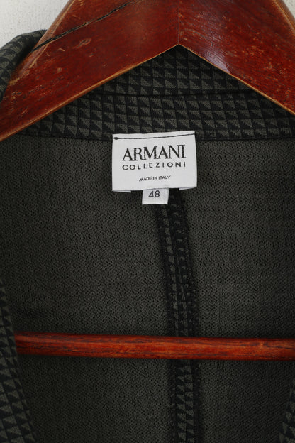 Armani Collezioni Women 48 L Blazer Green Cropped Cotton Shoulder Pads Italy Jacket