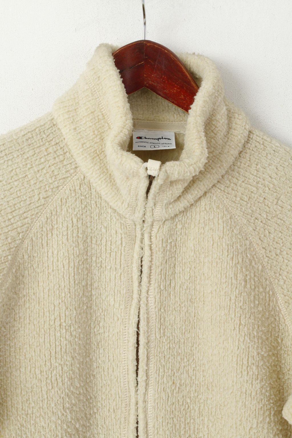 Champion Women L (M) Sweatshirt Beige Fleece Top Natural Scenic Trails retro Top