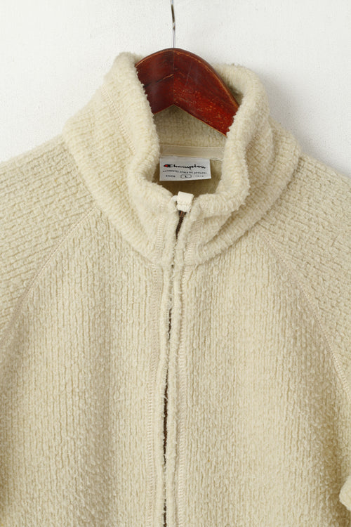 Champion Women L (M) Sweatshirt Beige Fleece Top Natural Scenic Trails retro Top