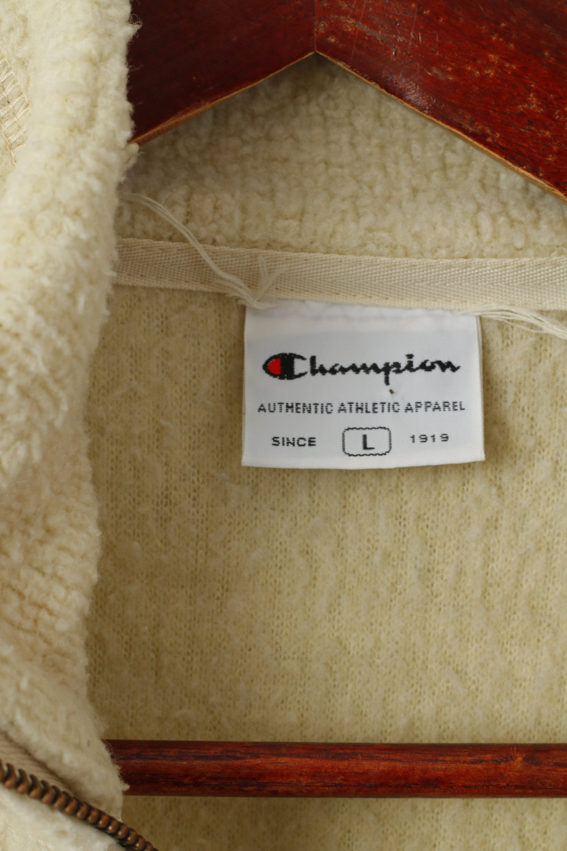 Felpa Champion da donna L (M) Top in pile beige Top retrò Natural Scenic Trails