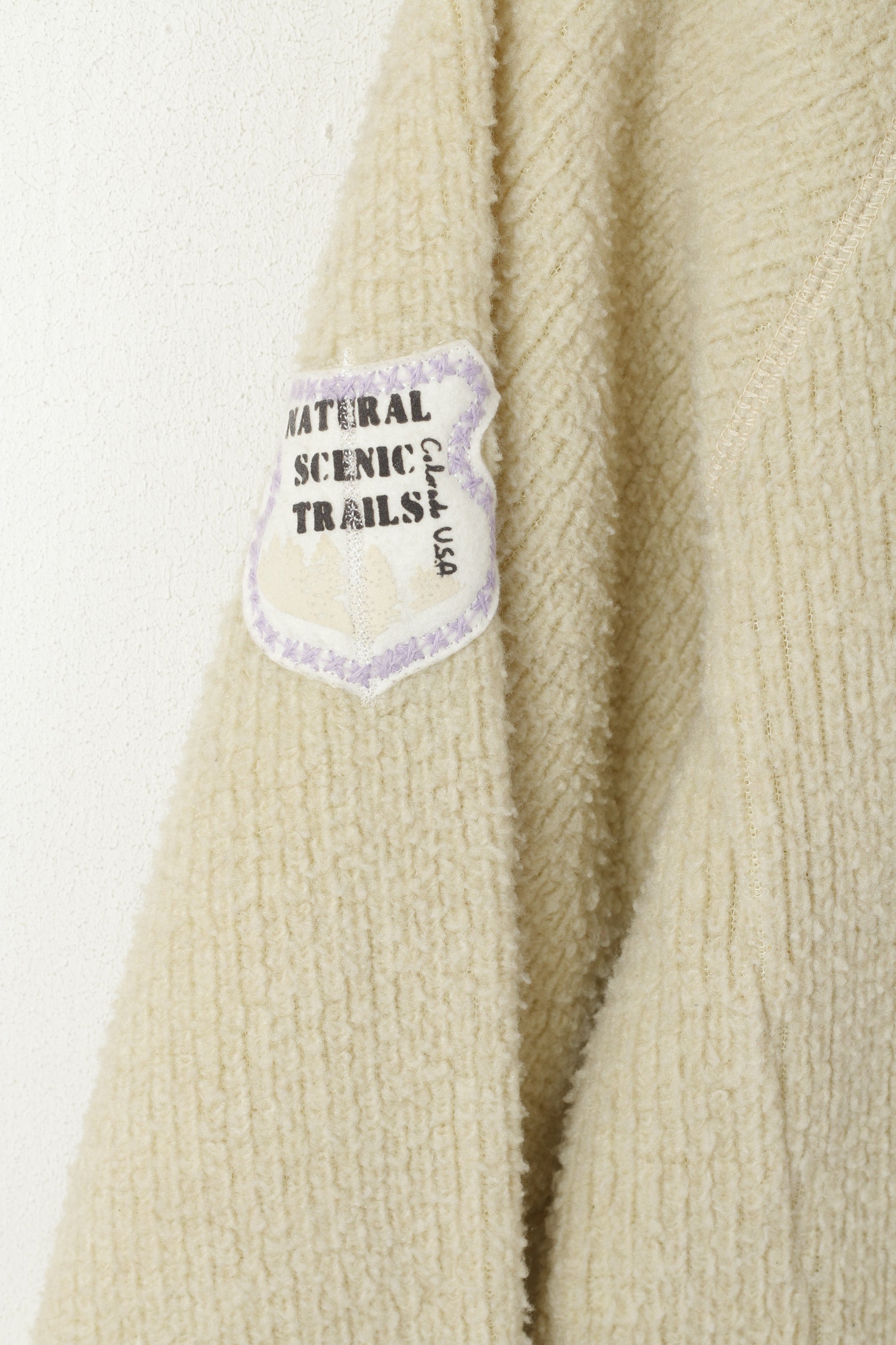 Champion Women L (M) Sweatshirt Beige Fleece Top Natural Scenic Trails retro Top