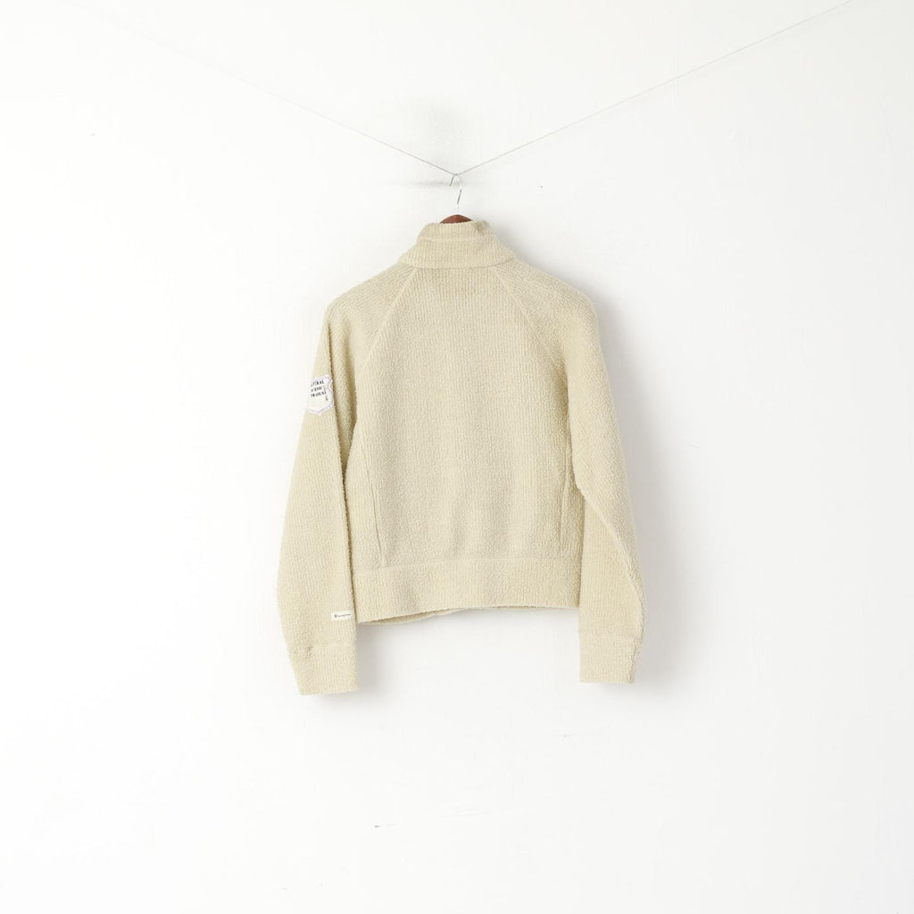 Champion Women L (M) Sweatshirt Beige Fleece Top Natural Scenic Trails retro Top