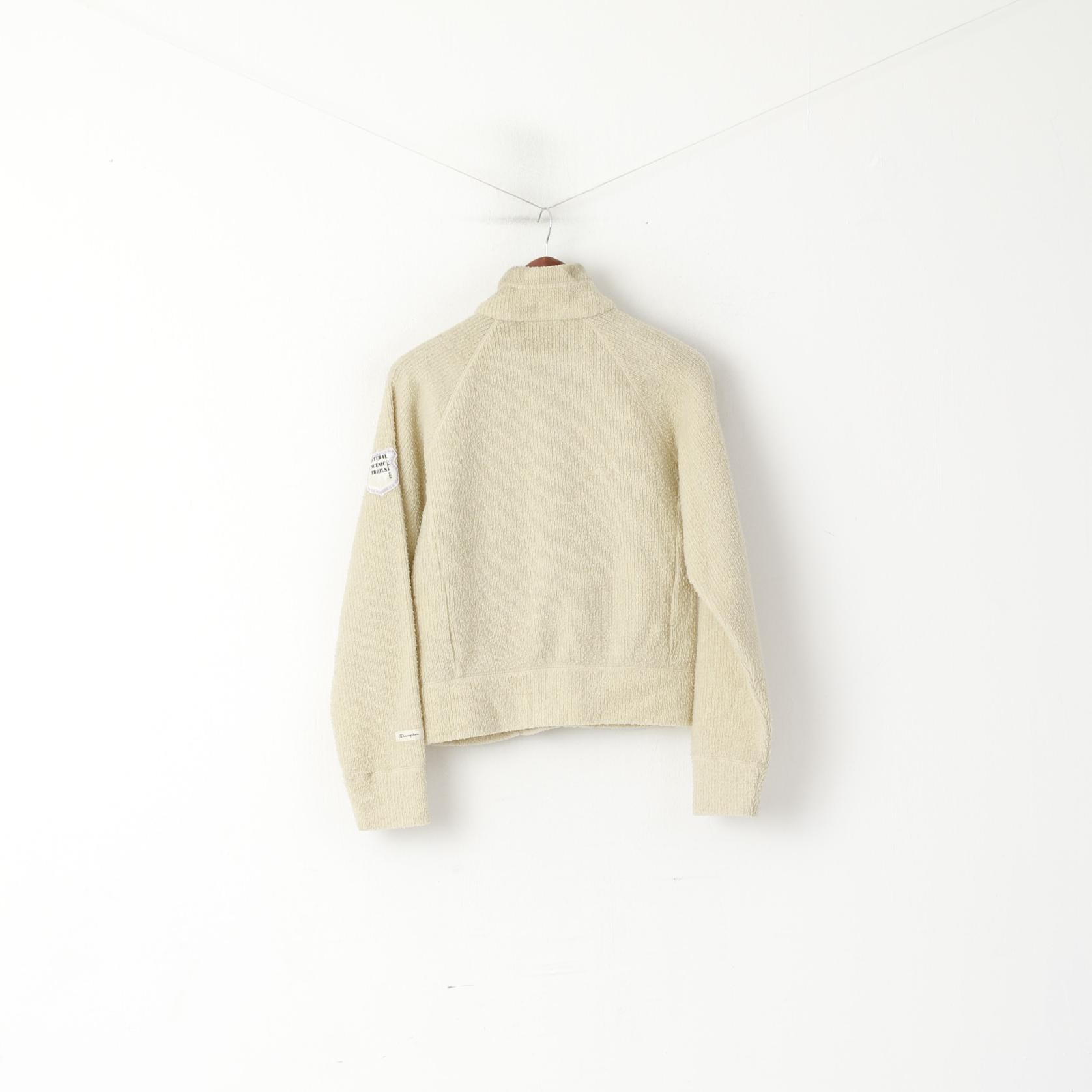 Champion Women L (M) Sweatshirt Beige Fleece Top Natural Scenic Trails retro Top