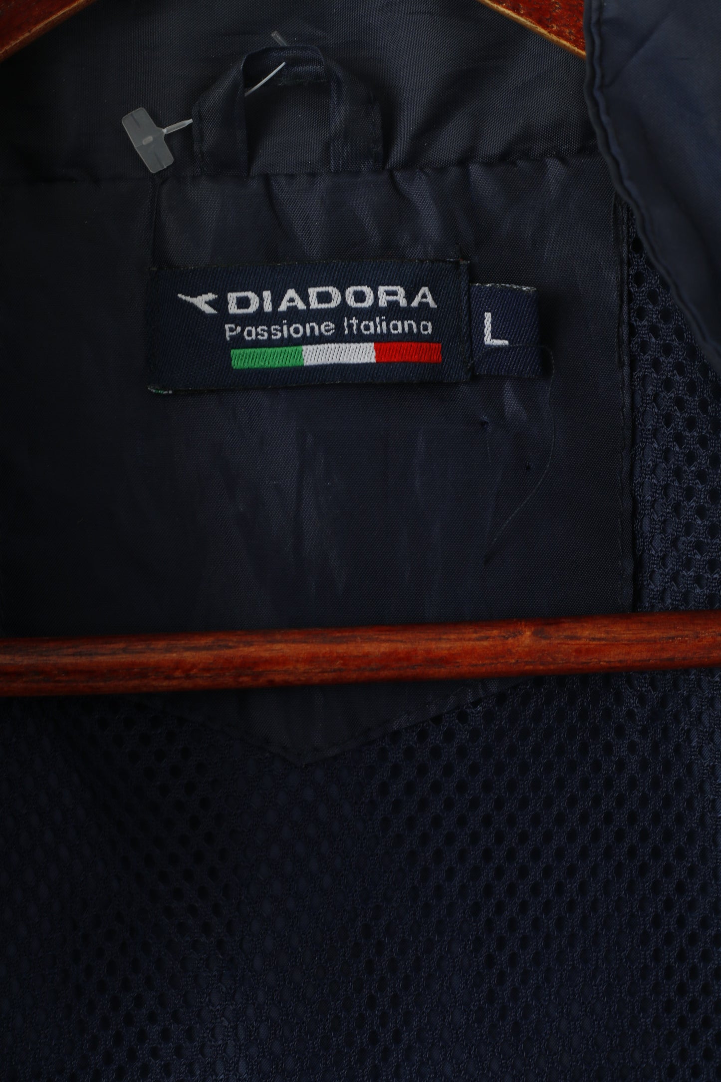 Diadora Men L Jacket Navy Lightweight Full Zip Hooded Sportswear Top