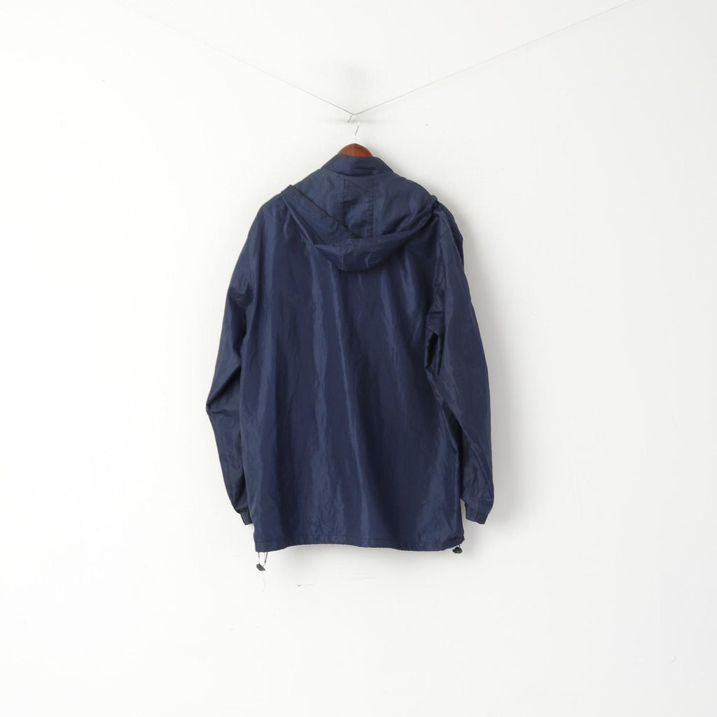 Diadora Men L Jacket Navy Lightweight Vintage Active Full Zip Hooded Sportswear Top