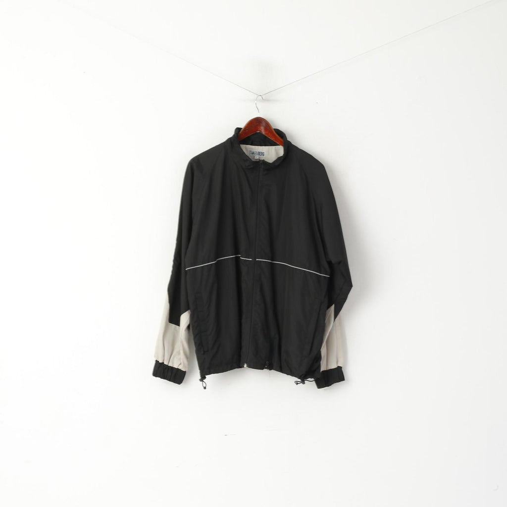 Stormberg Uomo L Giacca leggera Bomber nero beige con cerniera intera Abbigliamento sportivo