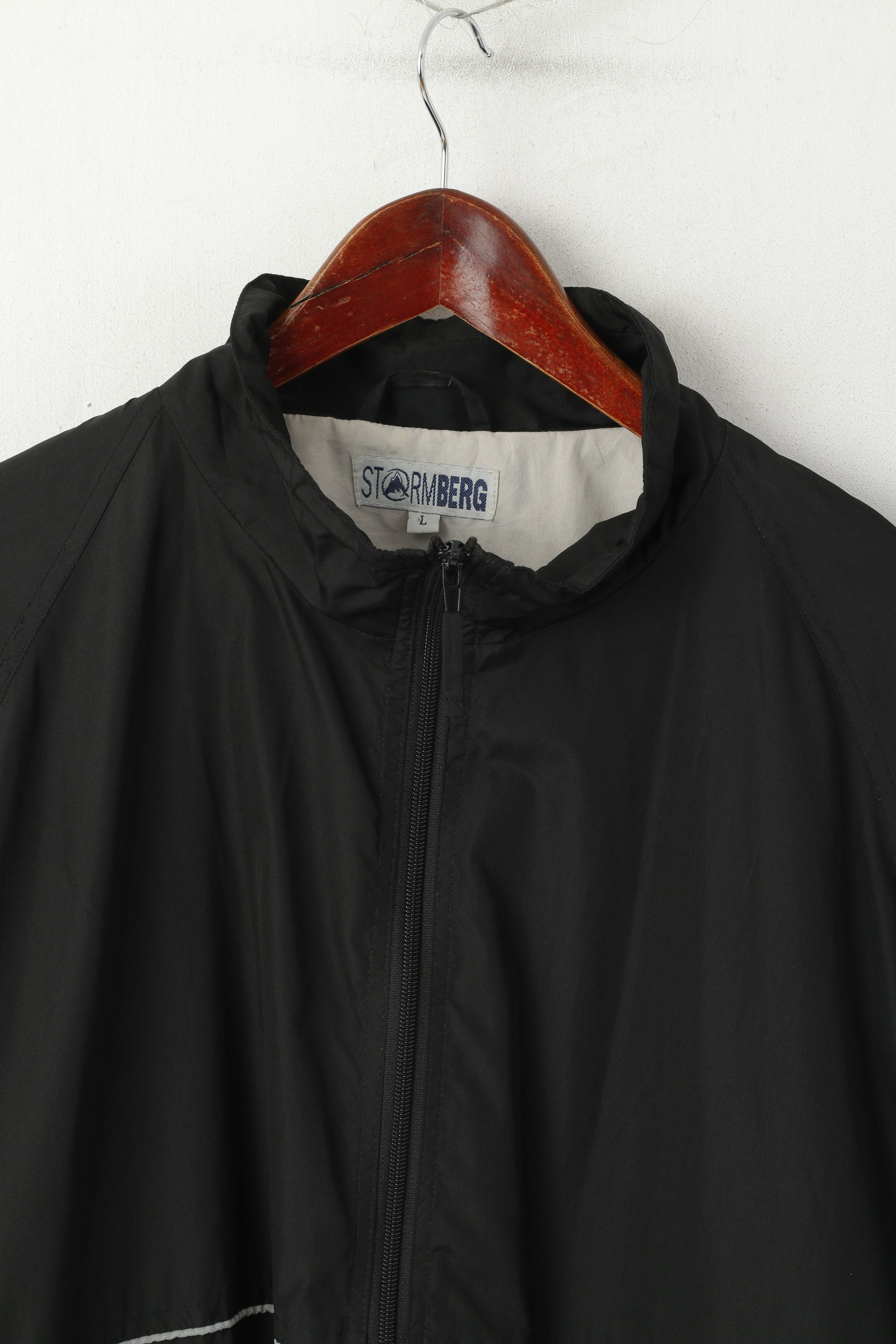 Stormberg Men L Lightweight Jacket Black Beige Bomber Full Zipper Sportswear Top