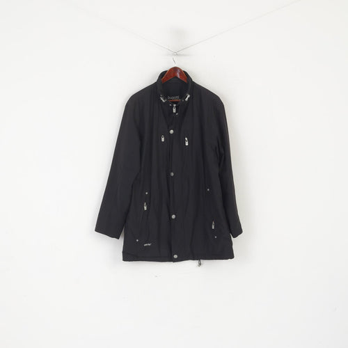 Bugatti Hommes 26 L Veste Noire Longue Gore-Tex Fermeture Éclair Complète Légère Vintage Relax Top
