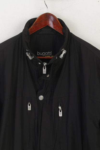 Bugatti Men 26 L Jacket Black Long Gore-Tex Full Zipper Lightweight Vintage Relax Top