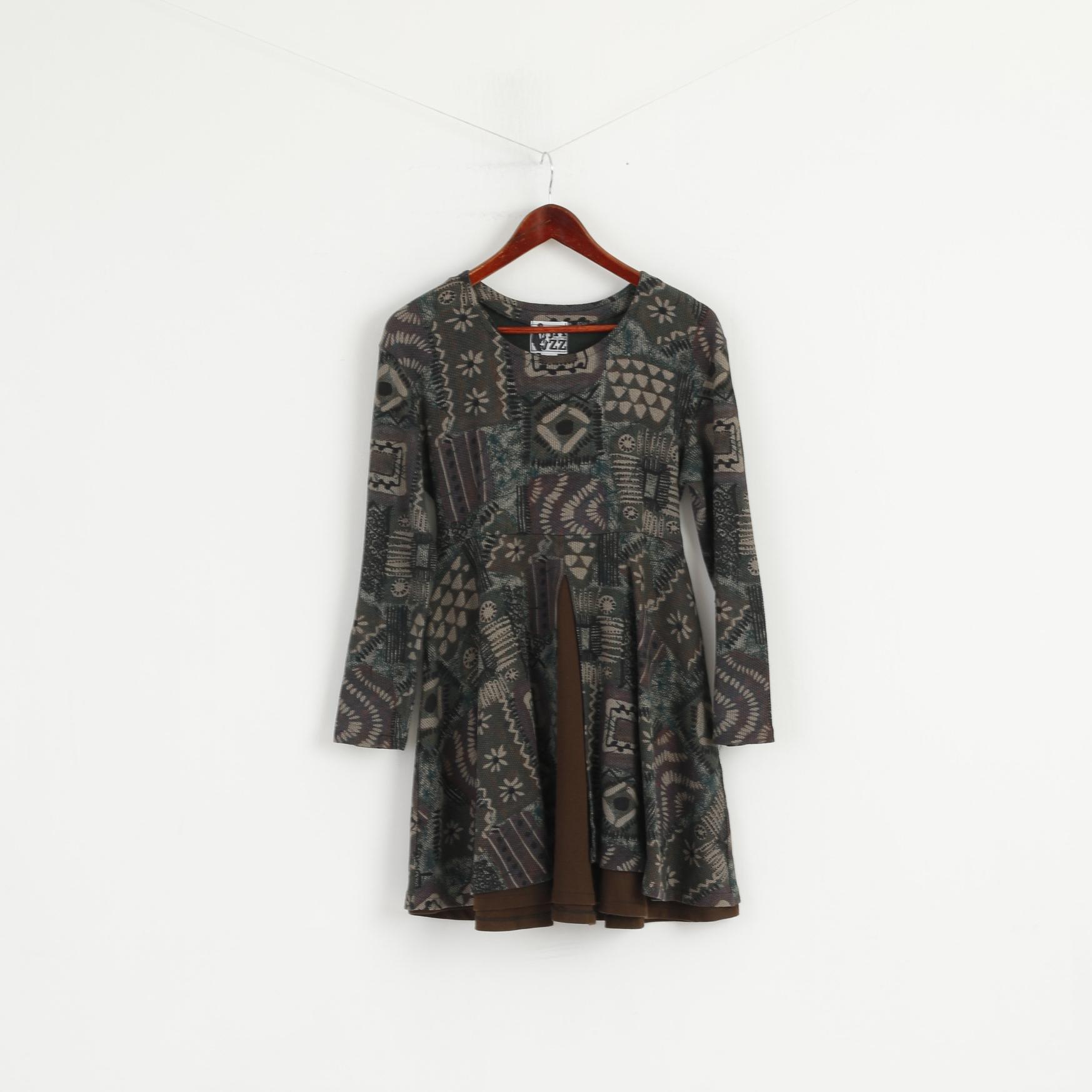 Jazz Collection Mini robe pour femme Vert imprimé Swing Skater Col rond