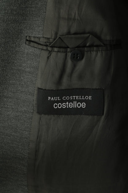 Paul Costelloe Uomo 42 52 Blazer Giacca monopetto classica in lana grigia tinta unita