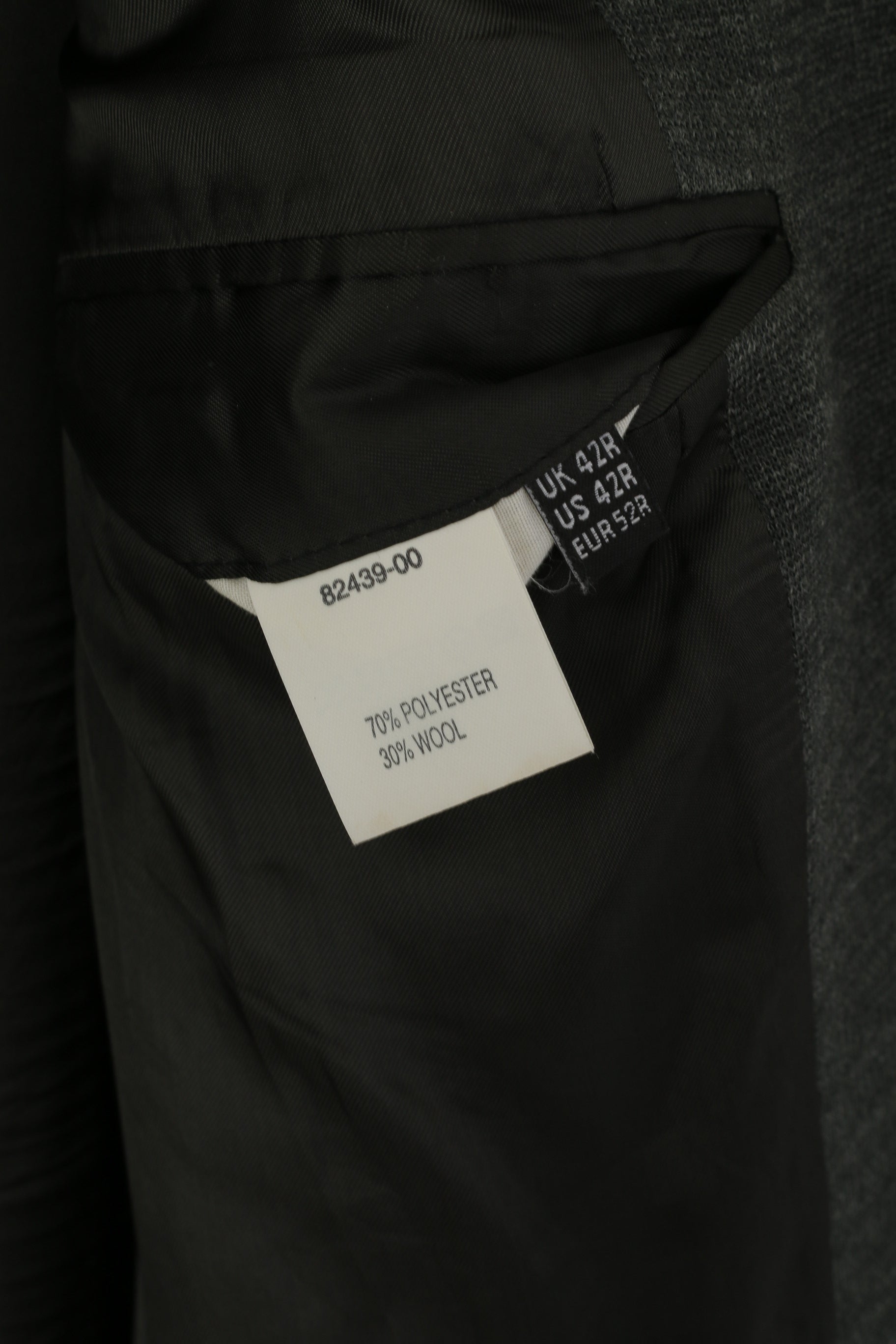 Paul Costelloe Men 42 52 Blazer Gray Wool Plain Classic Single Breasted Jacket