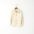 Choix personnel Femmes L Veste Écru Brillant Coton Métal Vintage Simple Boutonnage Haut