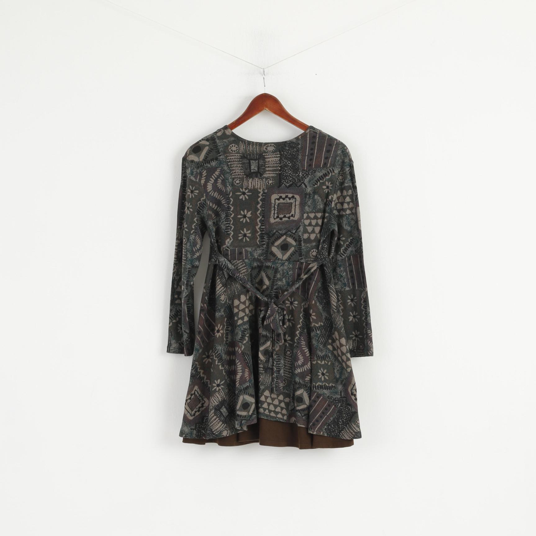 Jazz Collection Mini robe pour femme Vert imprimé Swing Skater Col rond