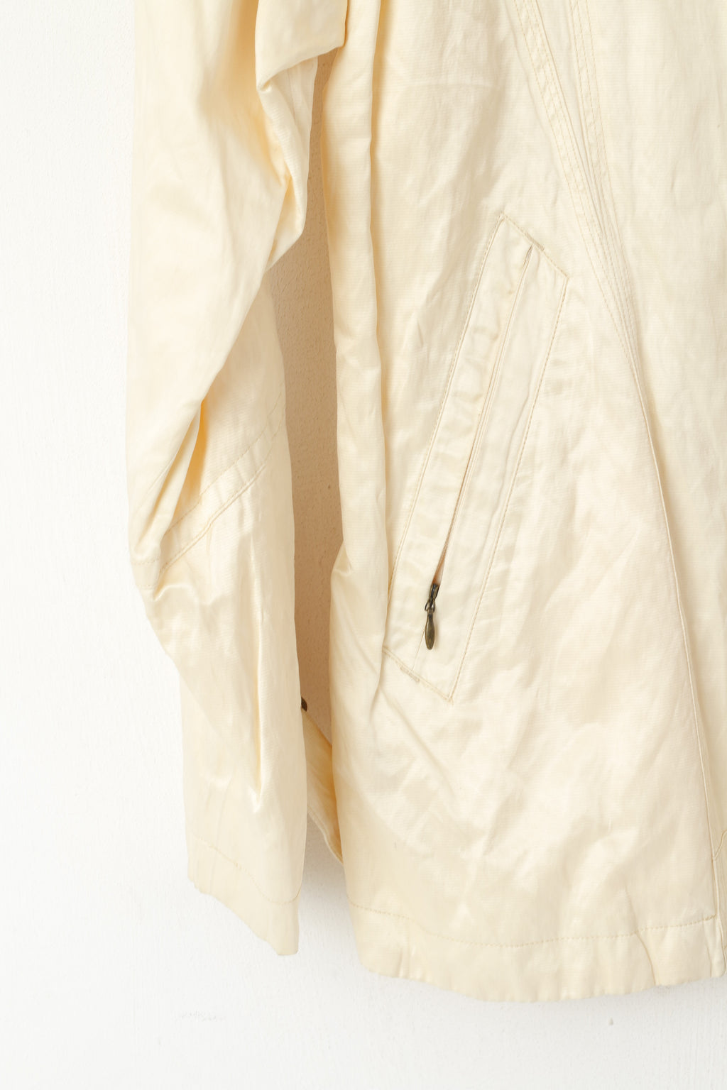 Choix personnel Femmes L Veste Écru Brillant Coton Métal Vintage Simple Boutonnage Haut