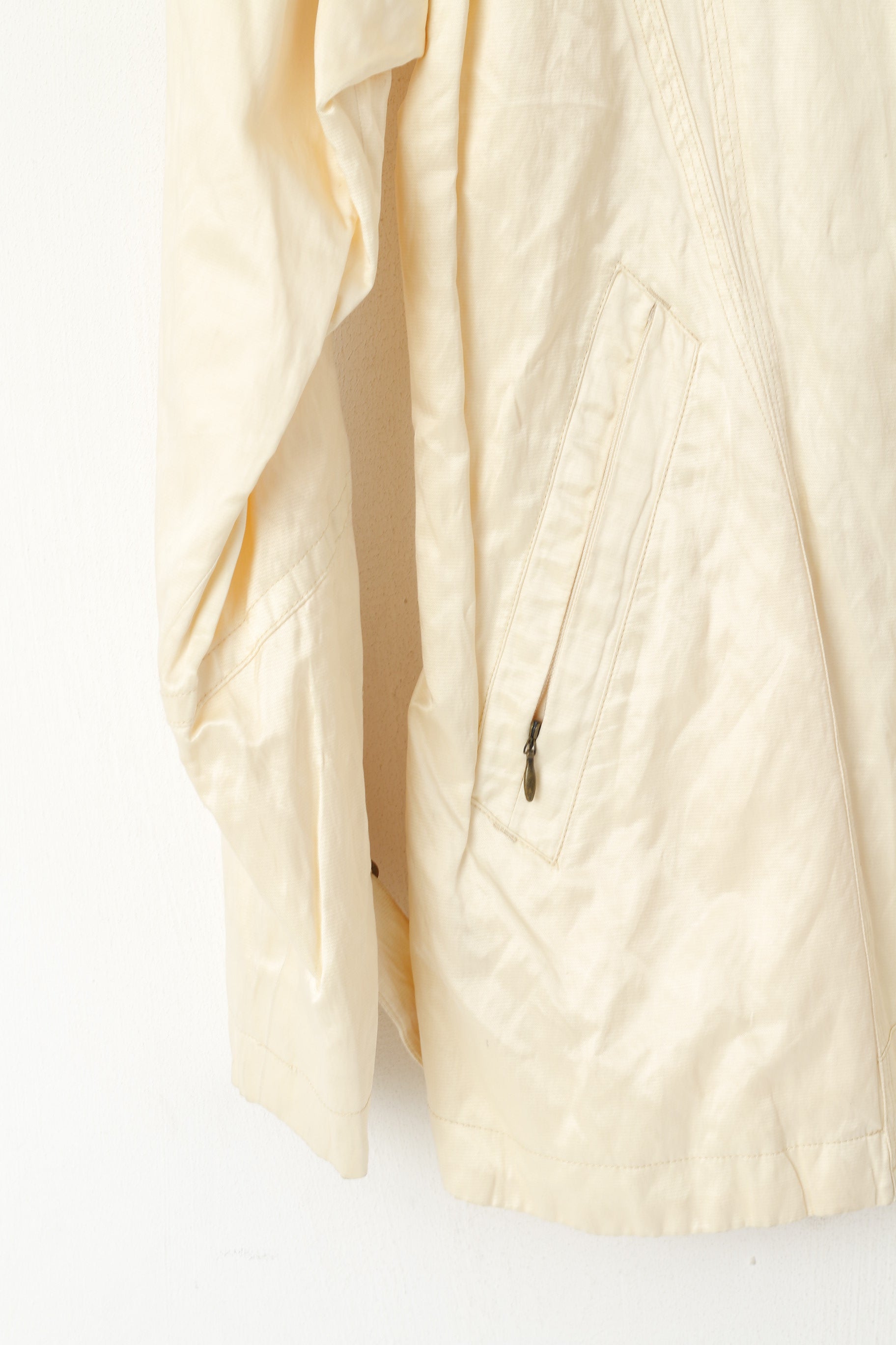 Choix personnel Femmes L Veste Écru Brillant Coton Métal Vintage Simple Boutonnage Haut