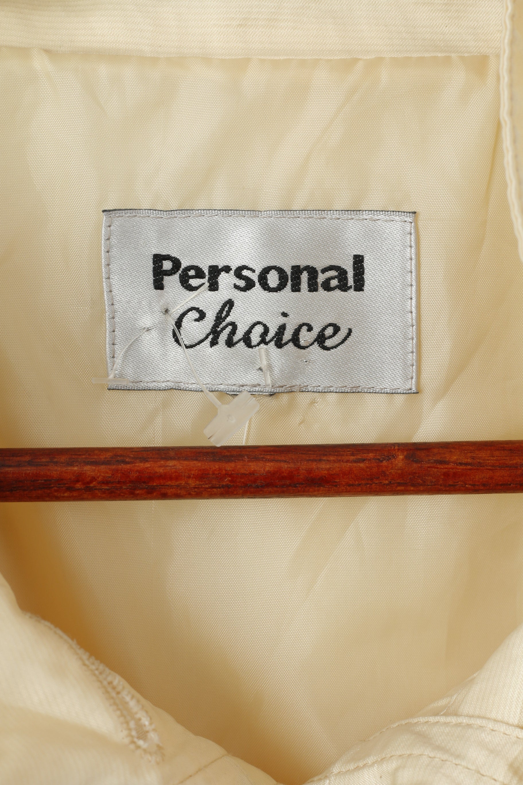 Choix personnel Femmes L Veste Écru Brillant Coton Métal Vintage Simple Boutonnage Haut