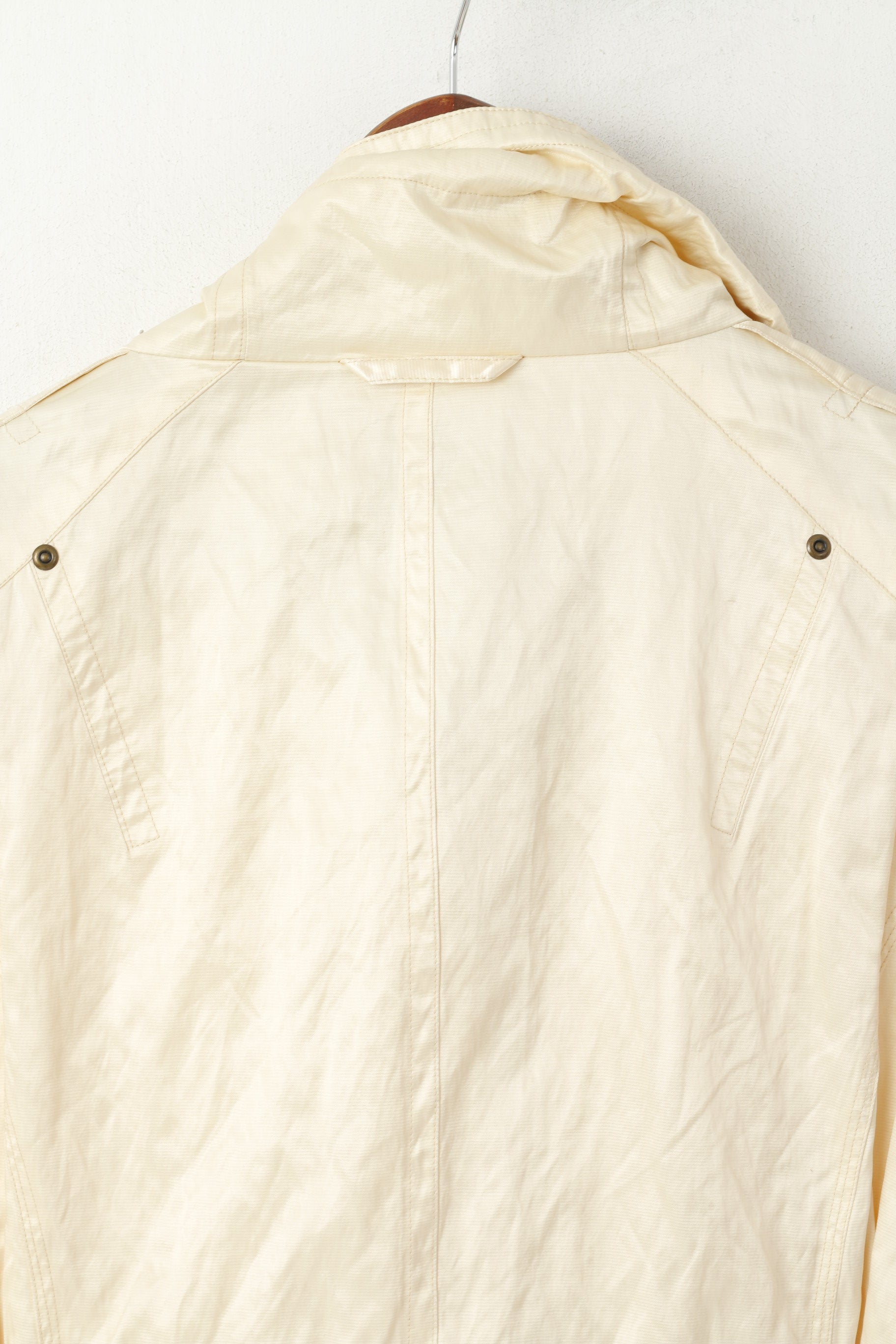 Choix personnel Femmes L Veste Écru Brillant Coton Métal Vintage Simple Boutonnage Haut