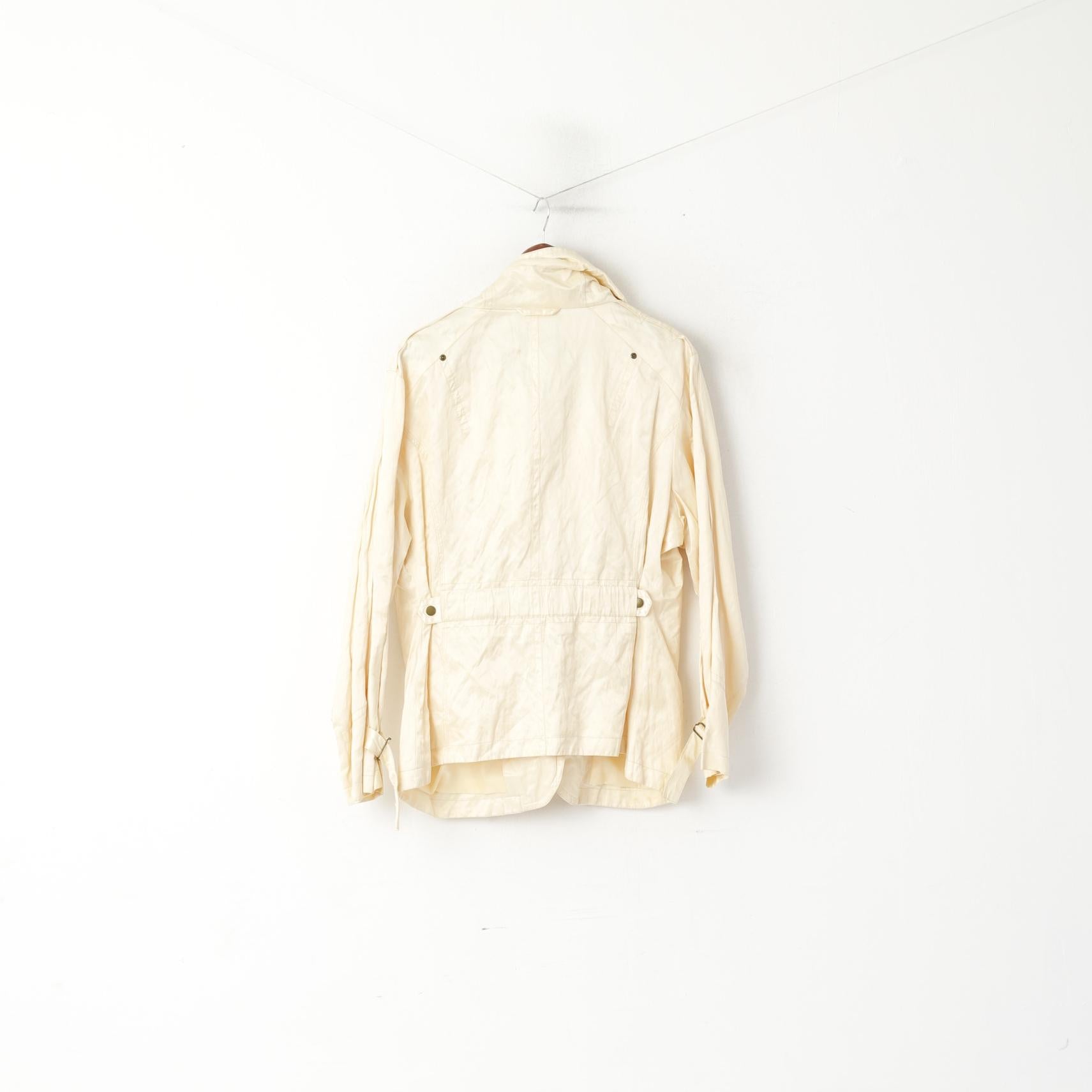Choix personnel Femmes L Veste Écru Brillant Coton Métal Vintage Simple Boutonnage Haut