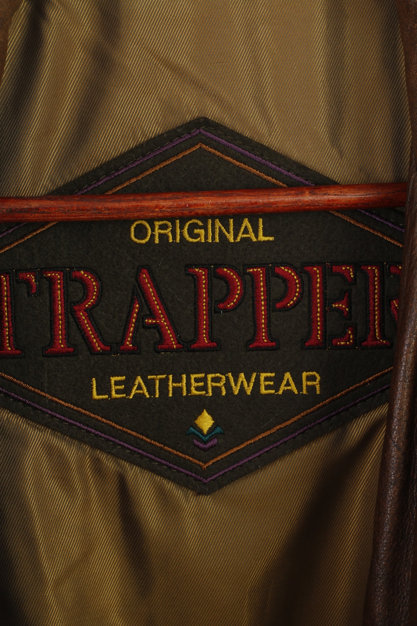 Gilet originale da uomo Trapper XL Gilet con zip multitasche vintage in pelle marrone