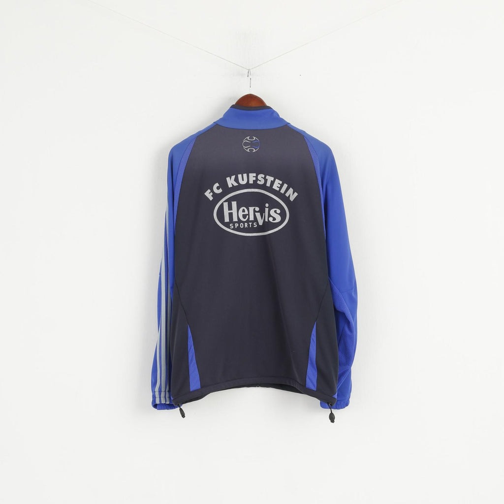 Adidas FC Kufstein Hommes M Sweatshirt Bleu Fermeture Éclair Complète Football Club Survêtement