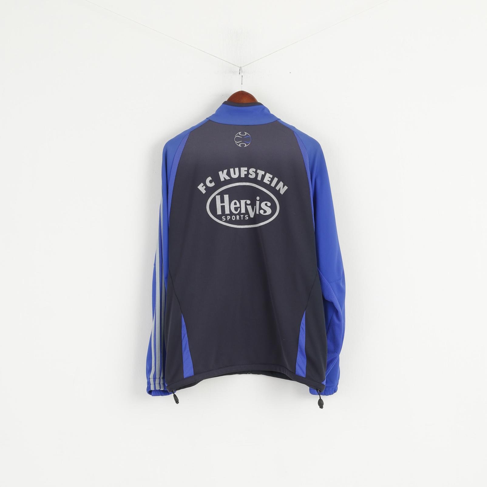 Adidas FC Kufstein Hommes M Sweatshirt Bleu Fermeture Éclair Complète Football Club Survêtement