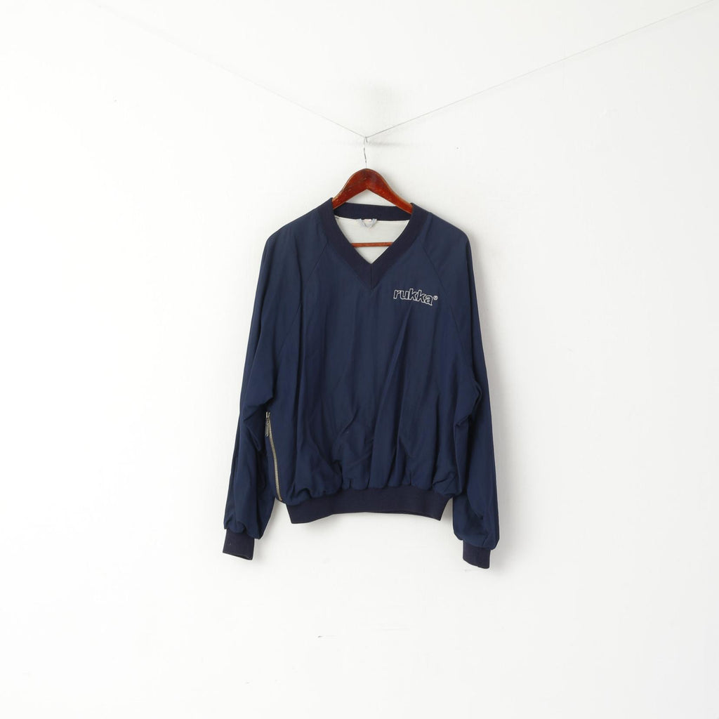 Rukka Hommes M Pull Veste Marine Vintage Col en V Finlande Sportswear Outdoor Top