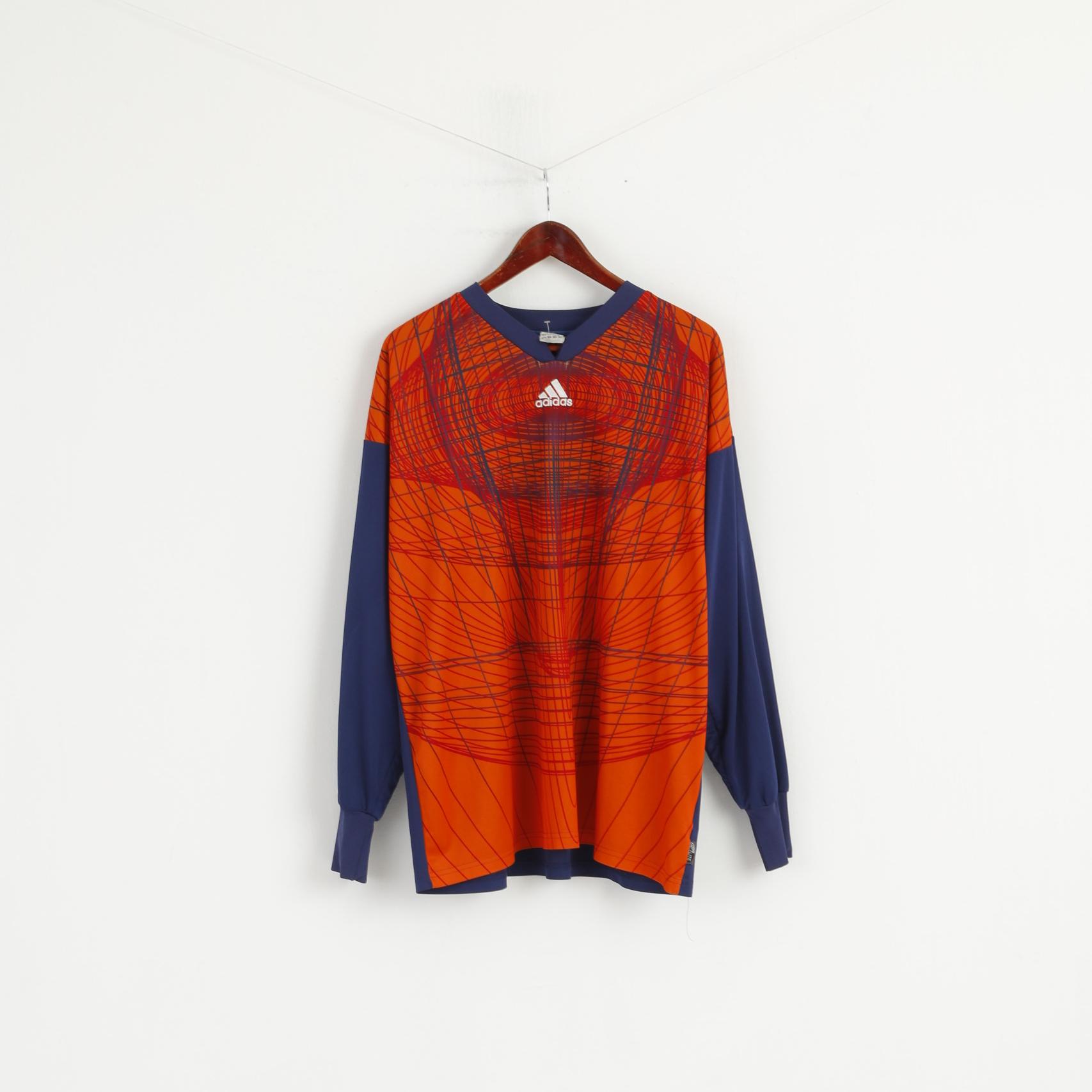 Adidas Maillot de football orange XL pour homme avec col en V et manches longues