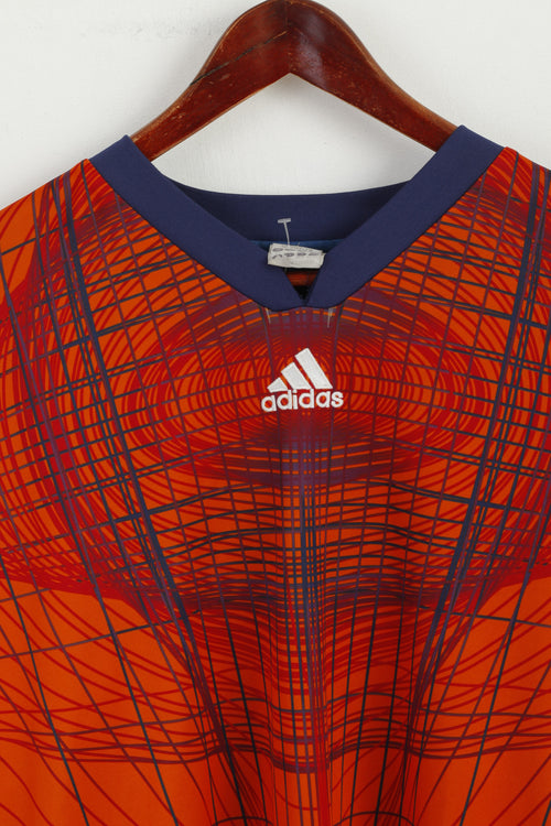 Adidas Maillot de football orange XL pour homme avec col en V et manches longues
