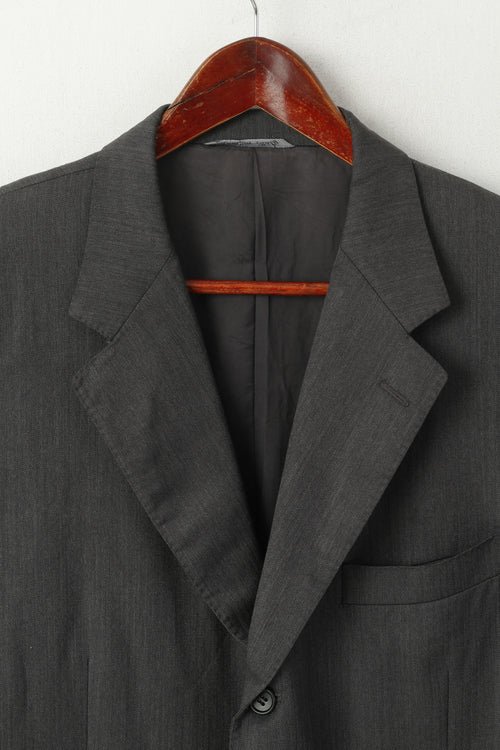 Canali Uomo 56 46 Blazer Grigio Vintage Lana Burki Giacca Monopetto Super 120's