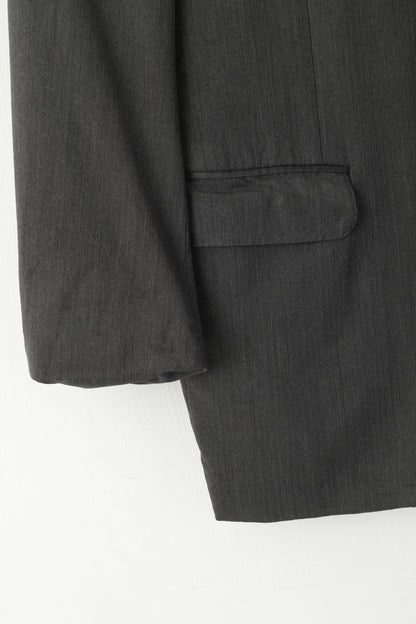 Canali Men 56 46 Blazer Gray Vintage Wool Burki Super 120's Single Breasted Jacket